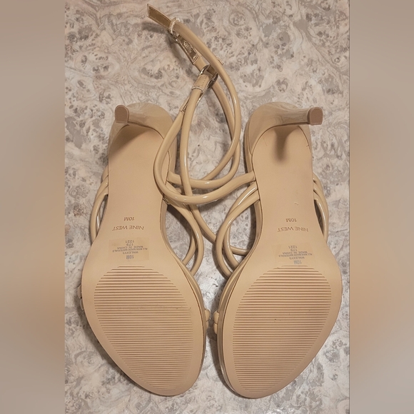 Nine West Lexy 3 Light Natural Rounded Open Toe Buckle Stiletto Heeled Sandals - Picture 5 of 5